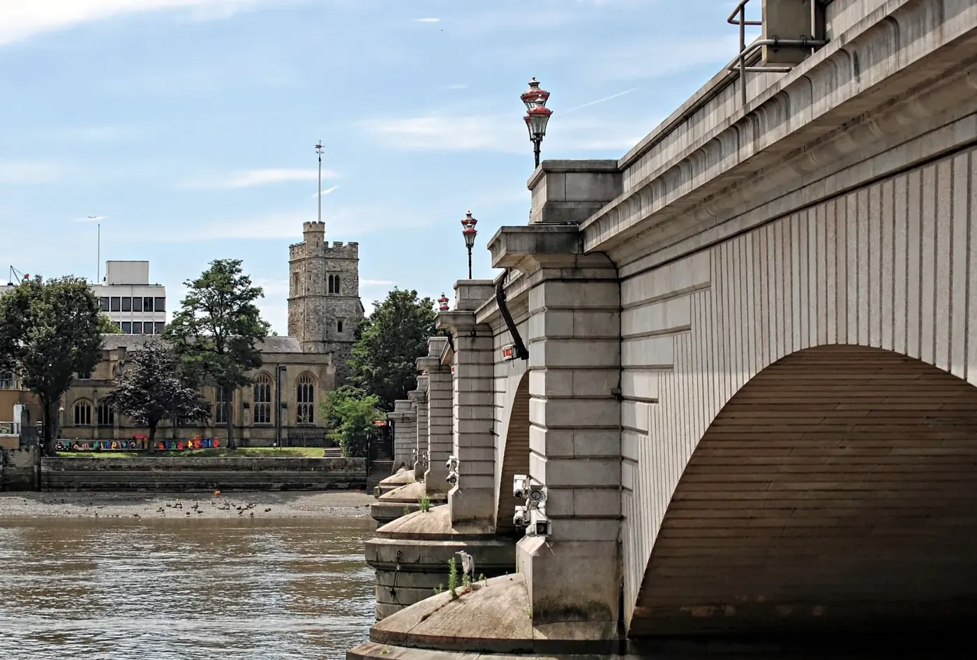 Putney Bridge and St Mary's Church from the river